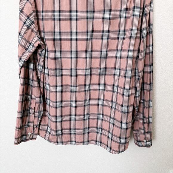 [J. Crew] Pink Plaid Print Slim Fit Flex Washed Button Down Shirt Cotton Size XL - Picture 8 of 11